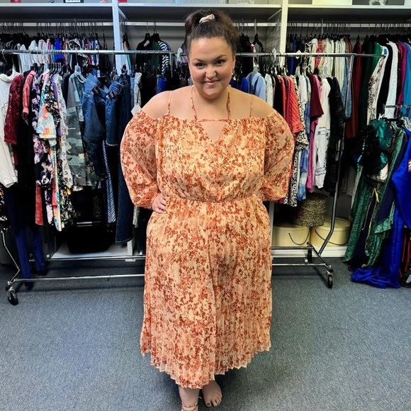 ELOQUII Elements Pleated Off The Shoulder Dress - NEW -Size 24 - Picture 4 of 6